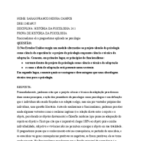 PROVA HISTÓRIA DA PSICOLOGIA 1° SEMESTRE